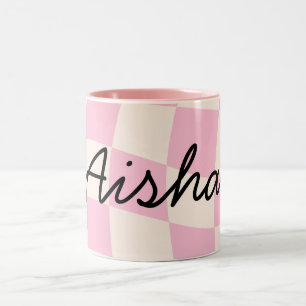 Bicolor Taza personalizada con el significado del nombre A