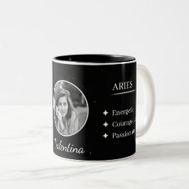 Bicolor Taza personalizada con foto y nombre de Aries Rasg