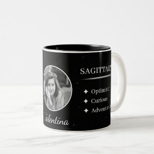 Bicolor Taza personalizada con foto y nombre Sagitario Ras