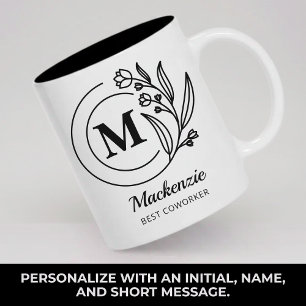 Bicolor Taza Personalizada con Monograma Regalo para Mamá 