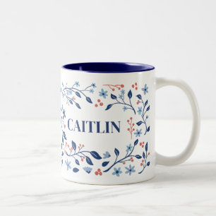 Bicolor Taza personalizada con nombre y diseño floral – Ta