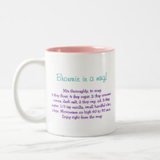 Bicolor Taza personalizada con receta de brownie en taza