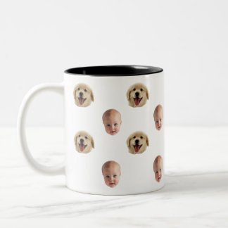 Bicolor Taza Personalizada con Rostro de Familia Adorable