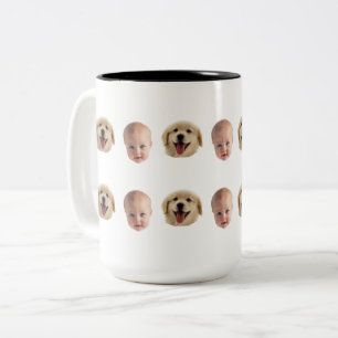 Bicolor Taza Personalizada con Rostro de Familia Adorable 