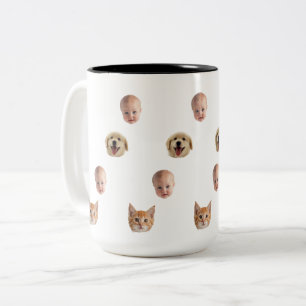 Bicolor Taza Personalizada con Rostro de Familia Adorable 