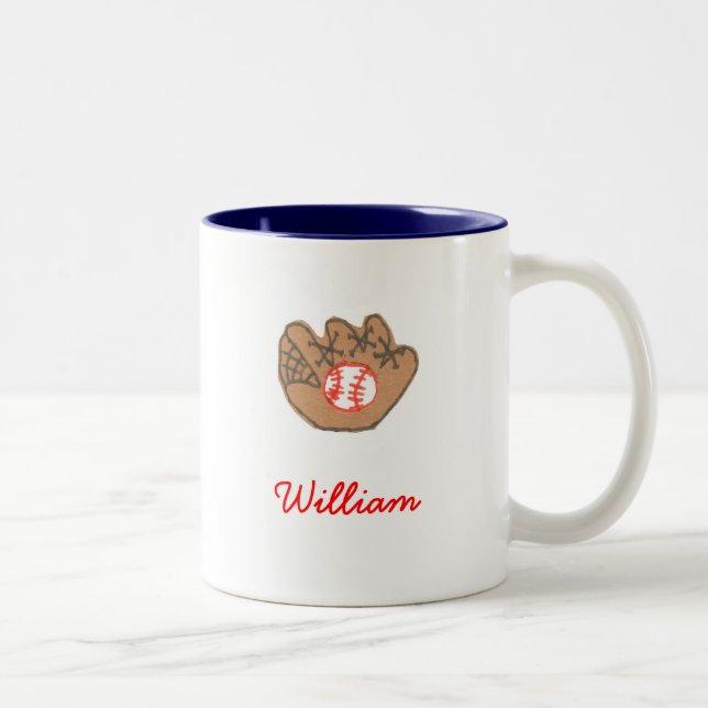 Bicolor Taza personalizada con tema de béisbol (Derecha)