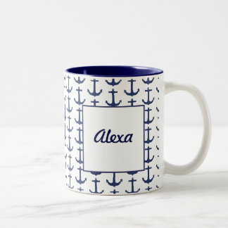 Bicolor Taza personalizada con tema náutico