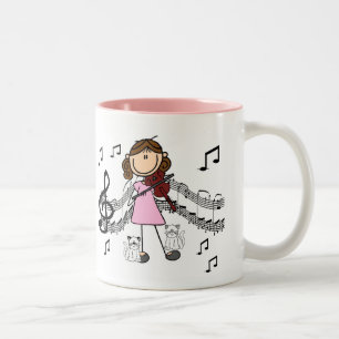Bicolor Taza personalizada con violinista de figura de pal