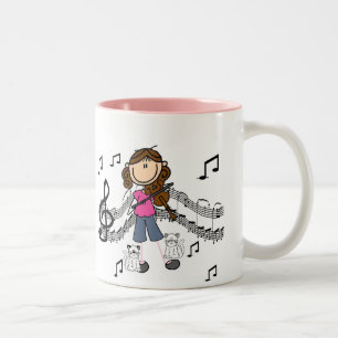 Bicolor Taza personalizada con violinista de figura de pal