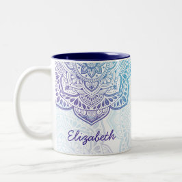 Bicolor Taza personalizada de 11 oz de Luna Mandala