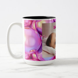 Bicolor Taza personalizada de bienvenida al bebé con foto 