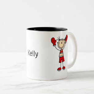 Bicolor Taza personalizada de boxeo con figura de palotes