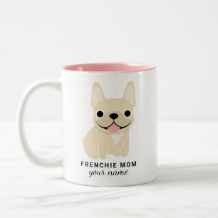 Bicolor Taza personalizada de Bulldog Francés con nombre, 