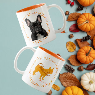 Bicolor Taza personalizada de bulldog francés naranja past