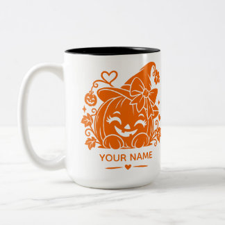Bicolor Taza personalizada de calabaza de Halloween