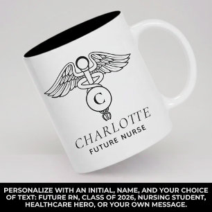 Bicolor Taza Personalizada de Enfermería Monograma Regalo 
