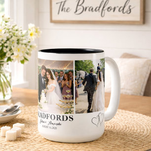 Bicolor Taza personalizada de fotos de boda