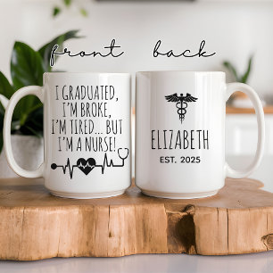 Bicolor Taza Personalizada de Graduación de Enfermería Div