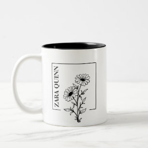 Bicolor Taza personalizada de margaritas y flores silvestr