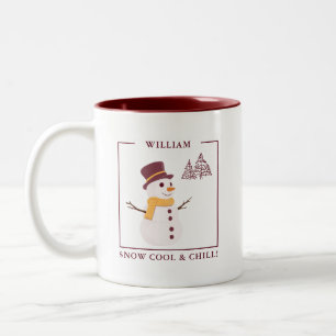 Bicolor Taza Personalizada de Muñeco de Nieve Snow Cool & 