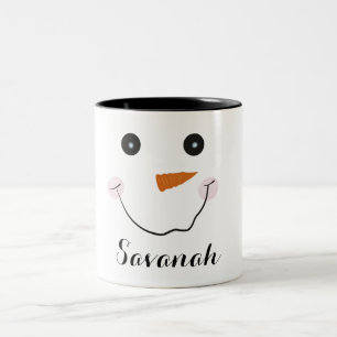 Bicolor Taza Personalizada de Navidad Feliz Muñeco de Niev