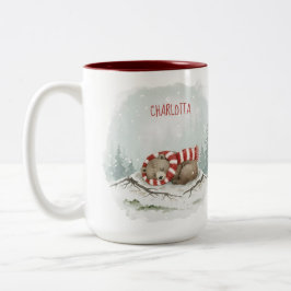 Bicolor Taza personalizada de oso de invierno – Diseño de
