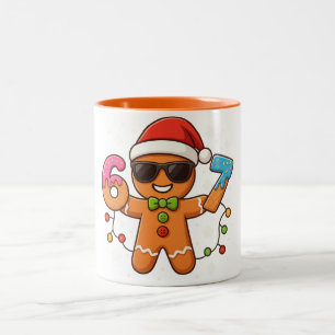 Bicolor Taza personalizada de pan de jengibre seis siete 6