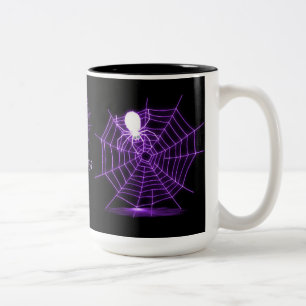 Bicolor Taza Personalizada de Telaraña Negra y Morada