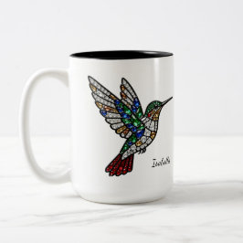 Bicolor Taza personalizada de vidrio tintado con colibrí