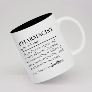 Bicolor Taza Personalizada Definición de Farmacéutico Rega