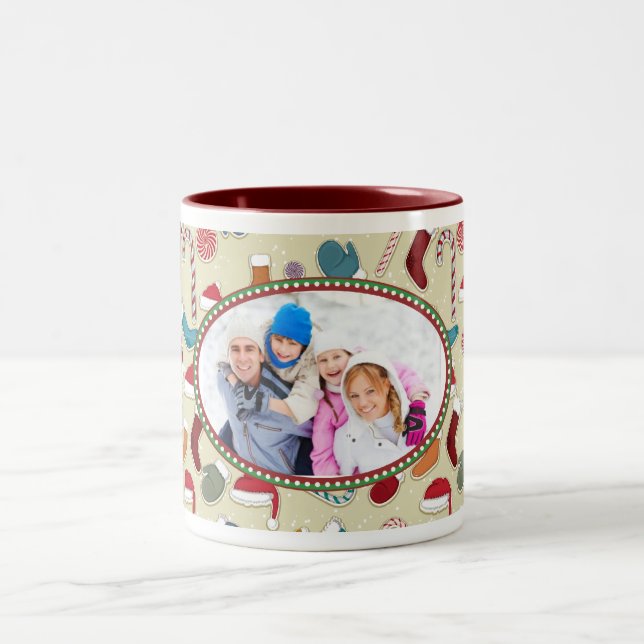 Bicolor Taza personalizada del navidad con la foto (Centro)
