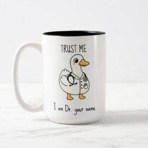 Bicolor Taza personalizada del pato doctor