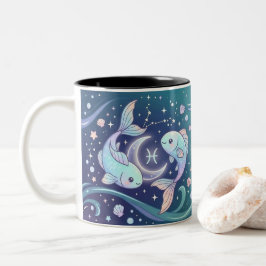 Bicolor Taza personalizada del zodiaco Piscis