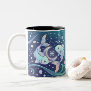Bicolor Taza personalizada del zodiaco Piscis
