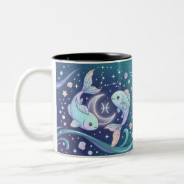 Bicolor Taza personalizada del zodiaco Piscis