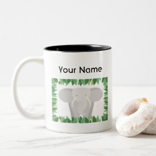 Bicolor Taza personalizada elefante