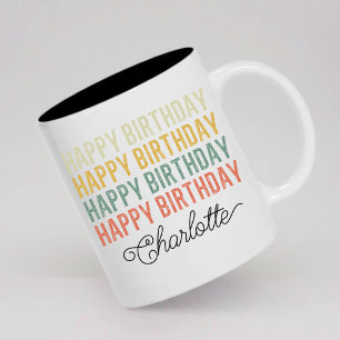 Bicolor Taza Personalizada Feliz Cumpleaños para Ella Muje