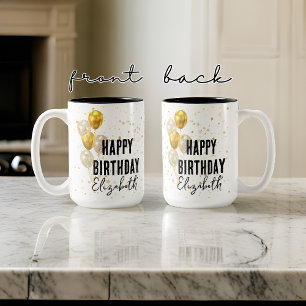 Bicolor Taza Personalizada Feliz Cumpleaños, Regalo de Cum
