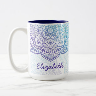 Bicolor Taza personalizada Luna Mandala 15 oz.