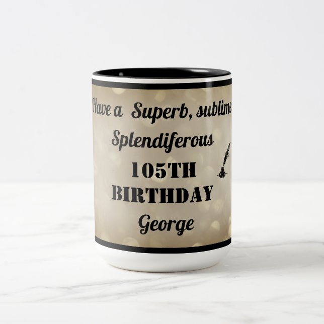 Bicolor Taza personalizada para el 105 cumpleaños (Centro)