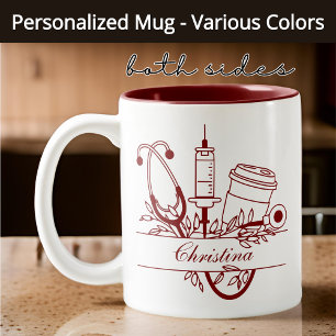 Bicolor Taza Personalizada para Enfermera, Felicitaciones 