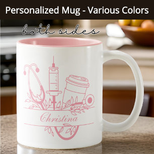 Bicolor Taza Personalizada para Enfermera, Felicitaciones 