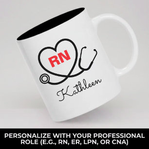 Bicolor Taza Personalizada para Enfermera Regalo Monograma