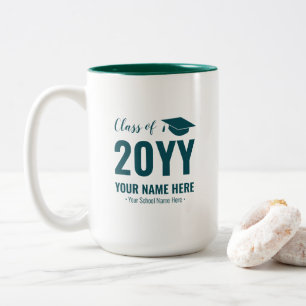 Bicolor Taza personalizada para graduación moderna   Verde
