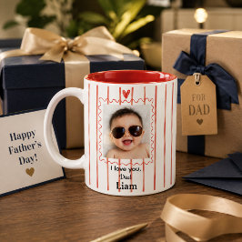 Bicolor Taza personalizada para papá con foto del bebé