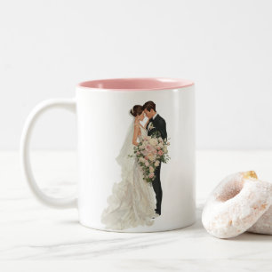 Bicolor Taza personalizada para pareja de recién casados  