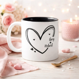Bicolor Taza personalizada para parejas con nombres