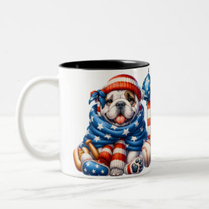 Bicolor Taza personalizada patriótica de American Bulldog