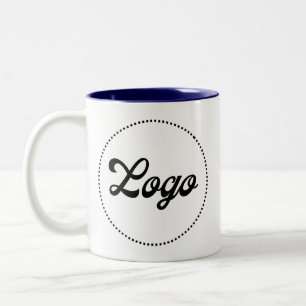 Bicolor Taza personalizada promocional NAVY BLUE con logot