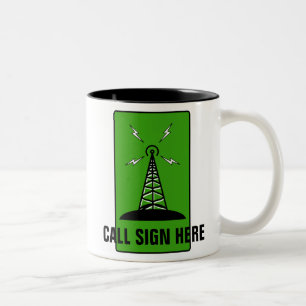Bicolor Taza personalizada radio aficionada del indicativo
